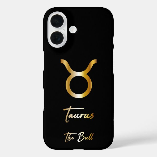Coques Case-Mate iPhone Panneau Taurus Zodiac, Noir & Or (Verso)