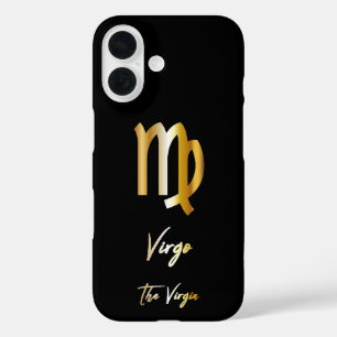 Coque Pour iPhone 16 Panneau Virgo Zodiac, Noir & Or