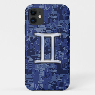 Coques Pour iPhone Panneau Zodiac Gemini Marine Camo numérique bleu