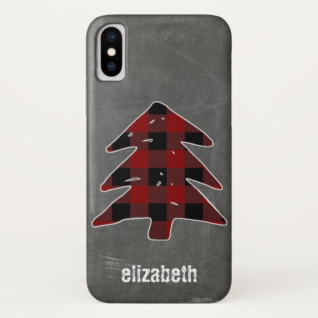 Coques Case-Mate iPhone Panneaux de Noël de l'Arbre de Noël de Buffalo Bla (Dos)