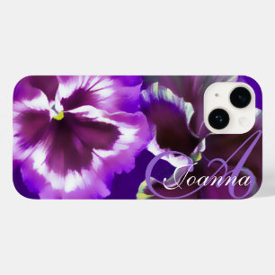 Coque Pour iPhone 14 Panser floral violet personnalisé