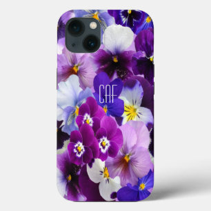 Case-Mate iPhone Case Pansy Floral Violet Bleu Blanc Monogramme