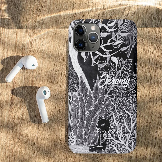 Coques Case-Mate iPhone Panthère noire dans la jungle - dessin au crayon (Créateur téléchargé)