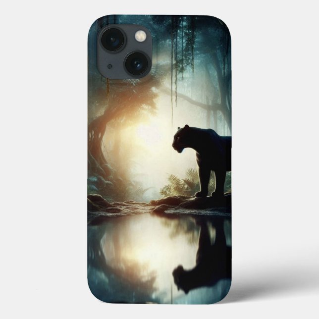 Coques Case-Mate iPhone Panthère noire reflétée dans la piscine d'eau dans (Verso)
