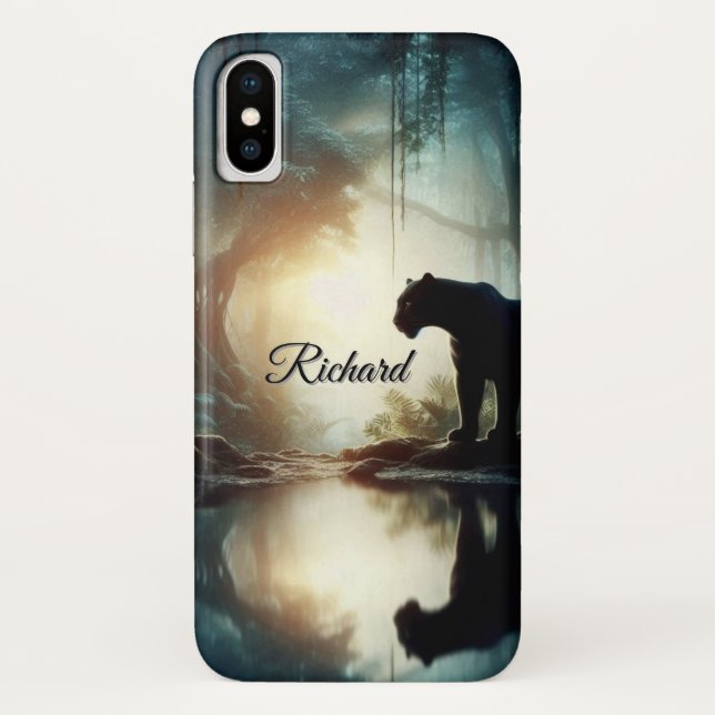 Coques Case-Mate iPhone Panthère réfléchie dans le bassin d'eau dans la ju (Dos)