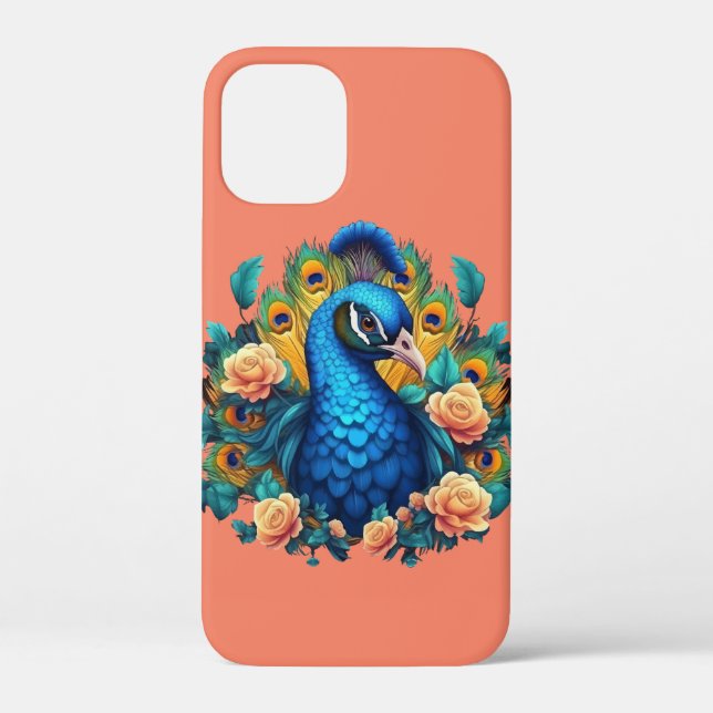 Coques Case-Mate iPhone Paon avec roses pêche (Verso)