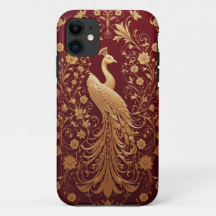 Case-Mate iPhone Case Paon Doré Floral Rouge Élégant Style Luxueux ✨