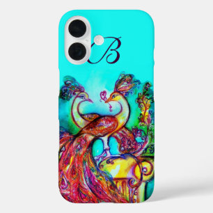 COQUES iPhone 16  PAONS AMOUREUX MONOGRAMME