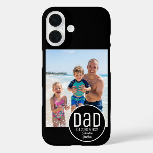 Coque Pour iPhone 16 Papa Établ. Photo Moderne Gras Noms Enfants Simple