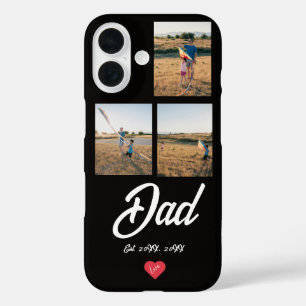 Coque Pour iPhone 16 Papa Établit Écriture Blanche Cœur Rouge 3 Photo