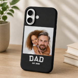 Coque Pour iPhone 16 Papa Minimal Année de création Nouveau Père Photo