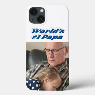Case-Mate iPhone Case Papa photo avec texte bleu mer