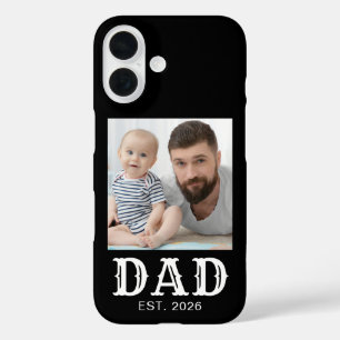 Coque Pour iPhone 16 Papa Typographie Photo Noir Établi