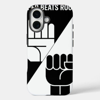 Coque Pour iPhone 16 Paper bat Rock – Art minimaliste noir et blanc