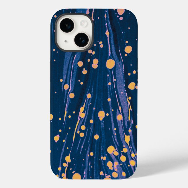 COQUES Case-Mate iPhone PAPIER EN MARBRE BLEU ABSTRAIT AVEC ÉPAULES D'OR (Verso)