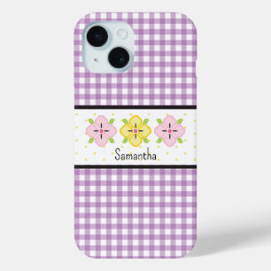 Coque Case-Mate iPhone Papier Gingham à Carreaux Floral Monogramme