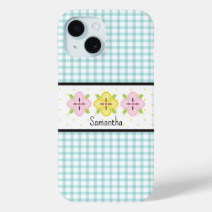 Coque Case-Mate iPhone Papier Gingham à Carreaux Floral Monogramme