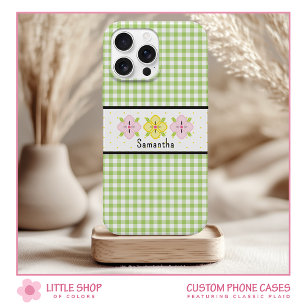 Coque Case-Mate iPhone Papier Gingham à Carreaux Floral Monogramme