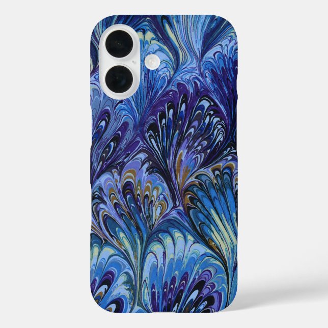 COQUES Case-Mate iPhone PAPIER MARBÉ, MOTIF ABSTRAIT BLEU PEACOCK, EAUX (Verso)