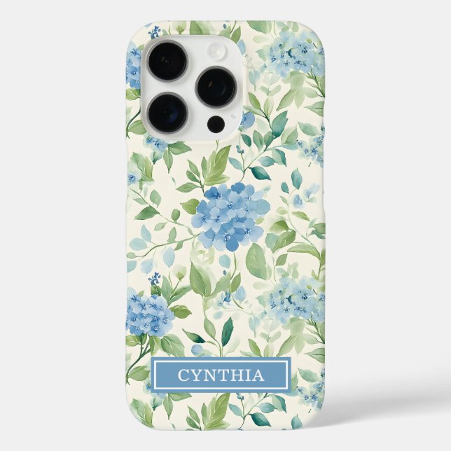 Coques Case-Mate iPhone Papier Monogrammé Floral Aquarelle Bleu  (Verso)