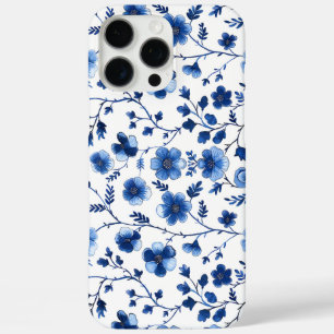 Coque iPhone 16 Pro Max Papier mouchoir à motifs floraux bleus French Cott