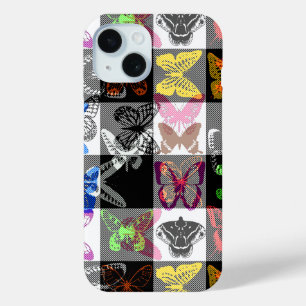 Coque Case-Mate iPhone Papier peint à carreaux tartan à motif papillon co