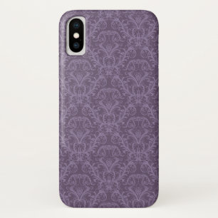 Coque iPhone X Papier peint à fleurs mauves 2