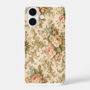 Coque Pour iPhone 16 Papier peint à motif floral vintage