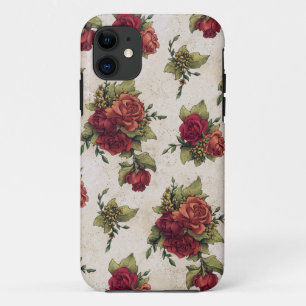 Coques Pour iPhone Papier peint antique de rose rouge