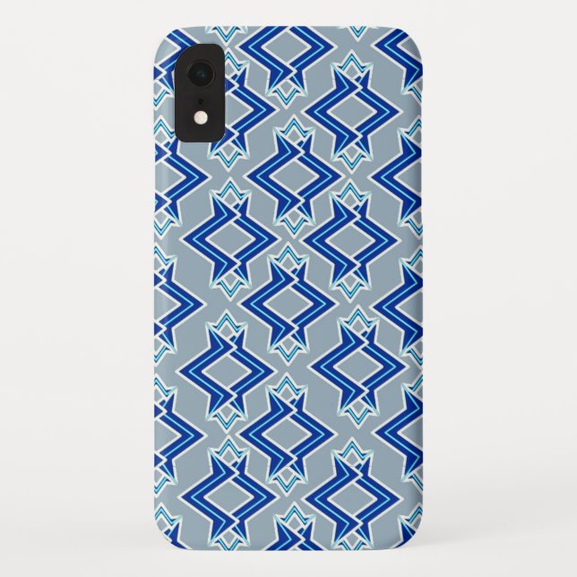 Coques Case-Mate iPhone Papier peint Art Déco gris et bleu (Dos)