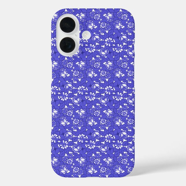 Coques Case-Mate iPhone Papier peint baroque - bleu Motif Fleur (Verso)