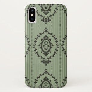 Coque iPhone X Papier peint baroque en vert