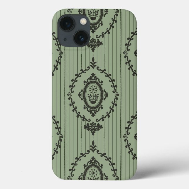 Coques Case-Mate iPhone Papier peint baroque en vert (Verso)
