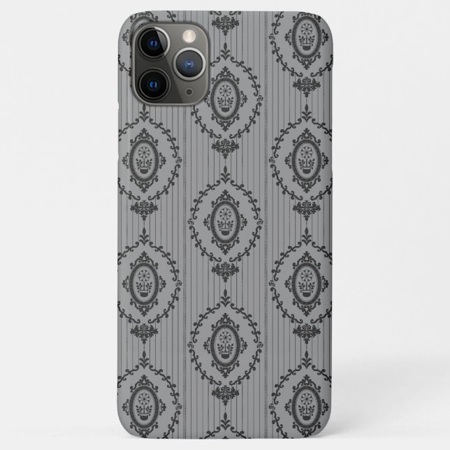 Coques Case-Mate iPhone Papier peint baroque gris (Dos)
