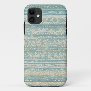 Case-Mate iPhone Case Papier peint bleu et crème vintage Dusty