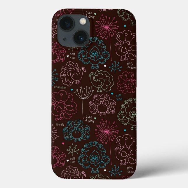 Coques Case-Mate iPhone papier peint de la fleur de paon india vintage (Verso)