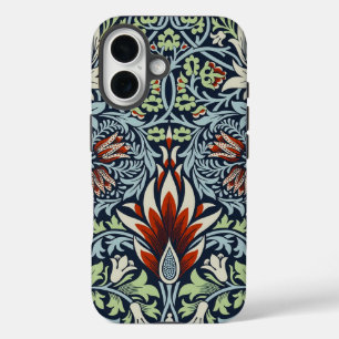Coque Pour iPhone 16 Papier peint floral Morris Navy Blue Snakeshead