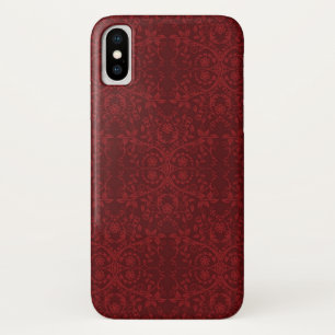 Coque iPhone X Papier peint floral rouge détaillé