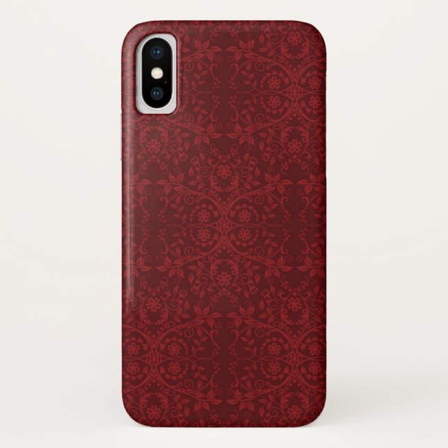 Coques Case-Mate iPhone Papier peint floral rouge détaillé (Dos)