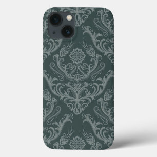 Case-Mate iPhone Case Papier peint floral vert de luxe de damassé
