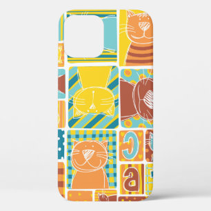 Case-Mate iPhone Case Papier peint patchwork en tissu de chat amusant, c