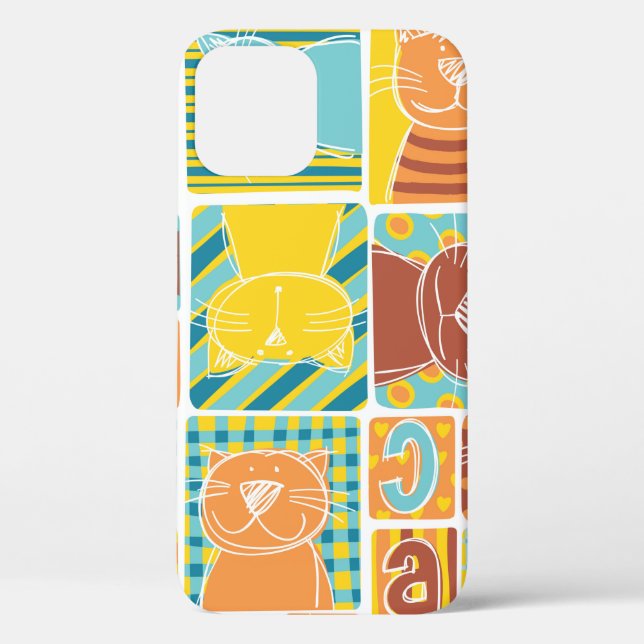 Coques Case-Mate iPhone Papier peint patchwork en tissu de chat amusant, c (Verso)