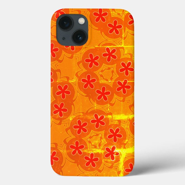 Coques Case-Mate iPhone papier peint rétro orange, rouge 1970 (Verso)