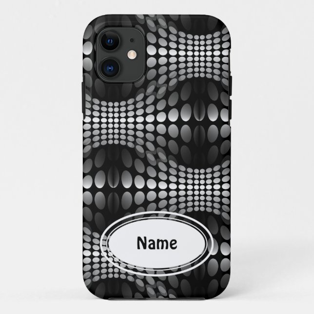 Coques Case-Mate iPhone Papier peint Vagues pointillé noir et blanc (Dos)