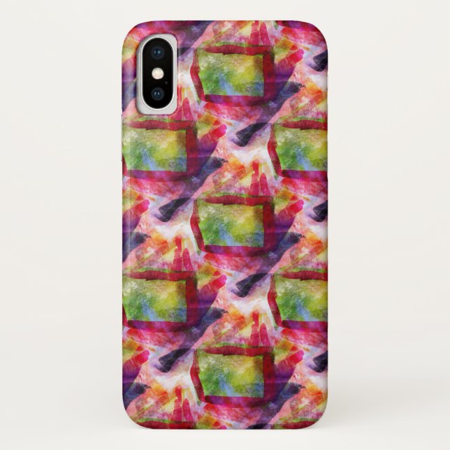 Coques Case-Mate iPhone Papier peint vert et rouge abstrait (Dos)