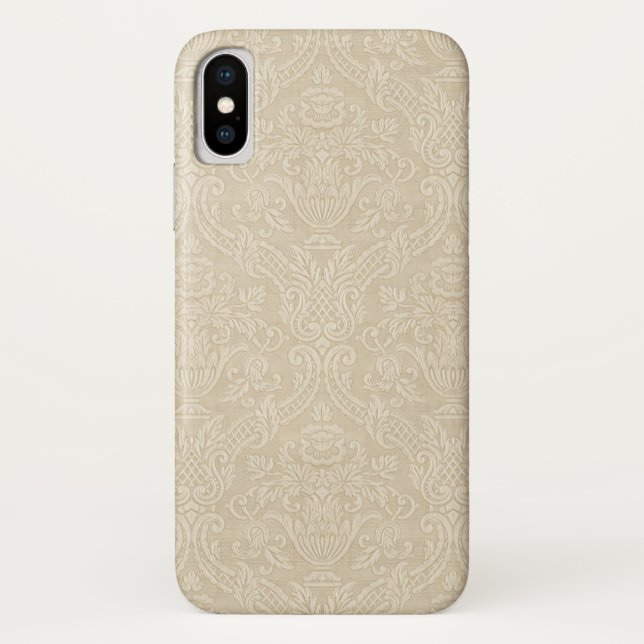 Coques Case-Mate iPhone Papier peint vintage Beige Floral Élégant Damas (Dos)