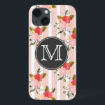 iPhone 13 Case Papier peint vintage Floral Monogram iPad Mini Cas<br><div class="desc">Mini coque iPad personnalisable avec rayures et papier peint à fleurs dessinées à la main. Des articles similaires sont disponibles dans mon magasin.</div>