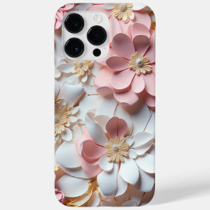 COQUE Case-Mate iPhone PAPIER ROSE ET BLANC FLEURS DE REGARDE 3D