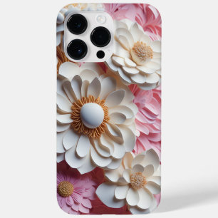 COQUE Case-Mate iPhone PAPIER ROSE ET BLANC FLEURS DE REGARDE 3D