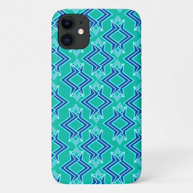 Coques Case-Mate iPhone Papiers peints Art Déco, turquoise et cobalt (Dos)